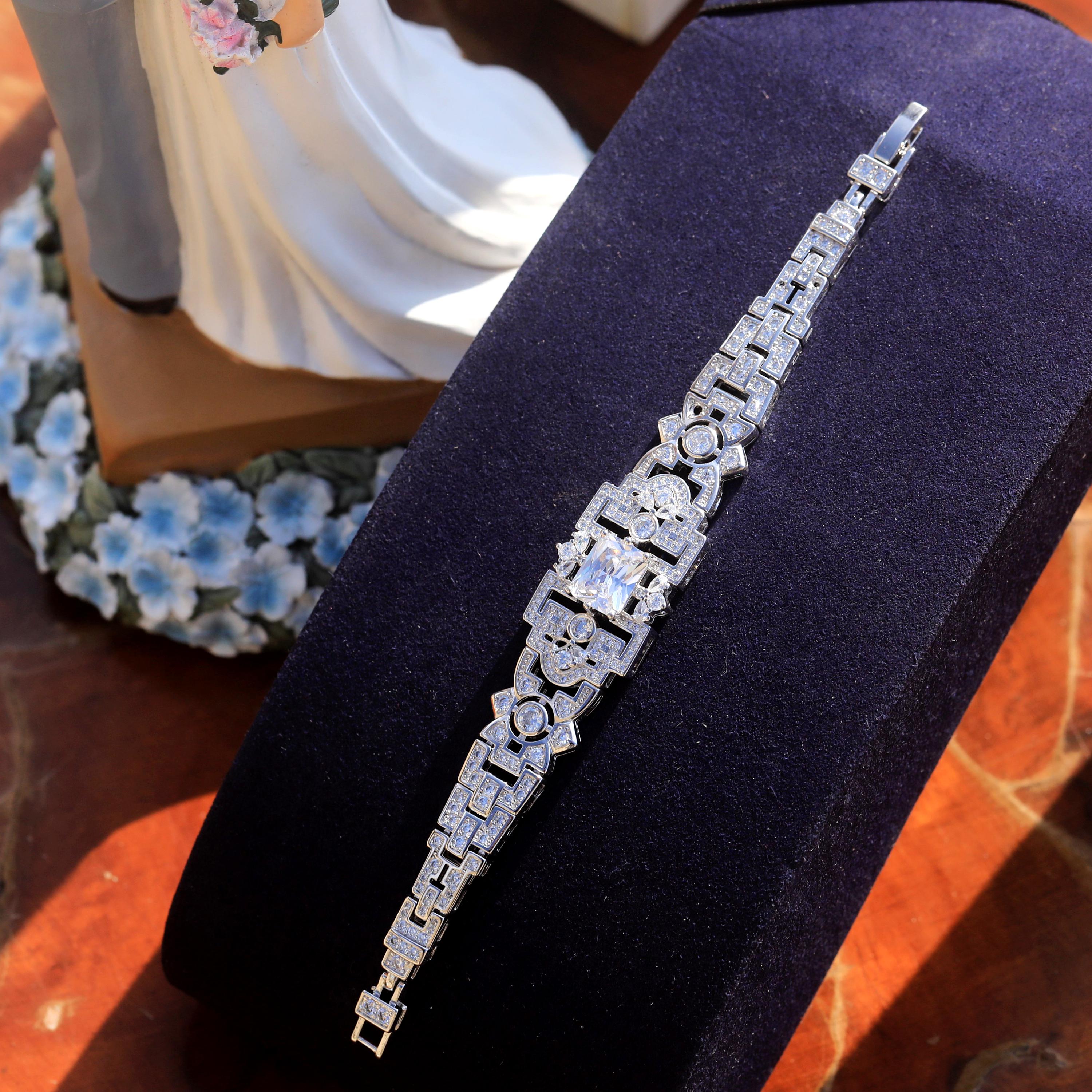 Bracelet Articulé Art Déco Europe De L'Est - Argent Niellé, 175x19 Mm, Pour Poignet Fin, Occasion