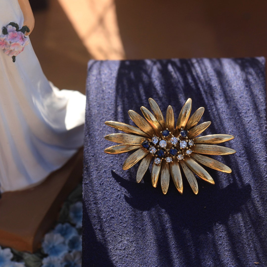 Broche Art Déco Vintage Tournesol En Celluloïd Des Années 50 - Argenté, Occasion
