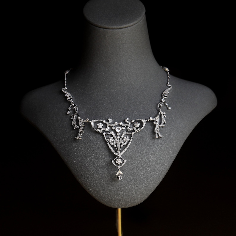 Bracelet Réglable Argenté Style Belle Époque - Laurier, Dentelle, Perles Et CZ - Neuf