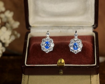 Boucles D'Oreilles Dormeuse Carré Plaqué Or Blanc Cristal Transparent
