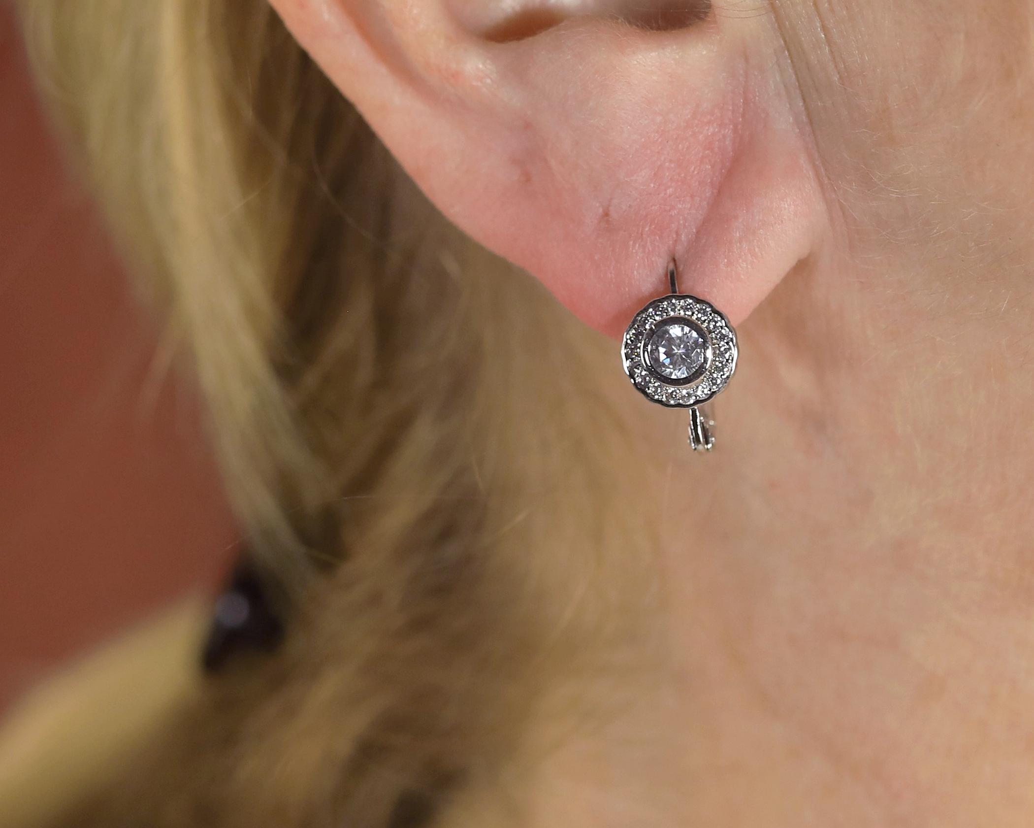 Boucles D'oreilles Pendantes Art Déco Doré - CZ Blanc - Sans Boîte