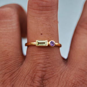 Peridot With Amethyst Ring, 925 Sterling Silver Ring, Gold Plated Ring, Handmade Jewelry, Boho Jewelry, Statement Ring, Women Pretty Ring**