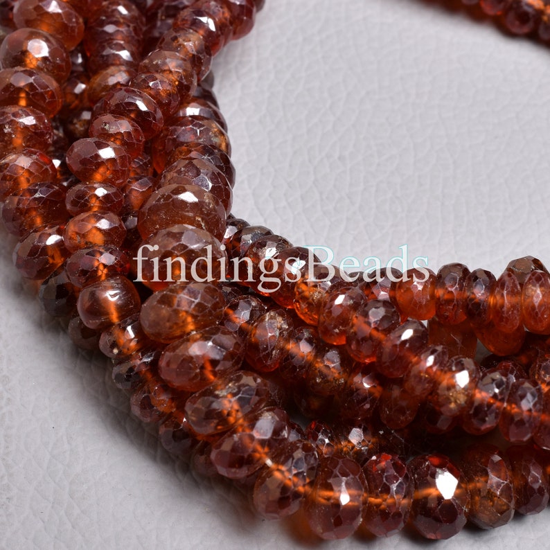 Hessonite Rondelle Beads Hessonite Garnet Beads Hessonite Beads 6.5-7mm Hessonite Faceted Beads Best Quality Natural Hessonite Beads
