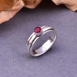 Ruby Gemstone Ring, 925 Silver Ring, Band Ring, Middle Finger Ring, Thumble Ring, Women Ring, Handmade Ring, Personalized Gift, Charm Ring**