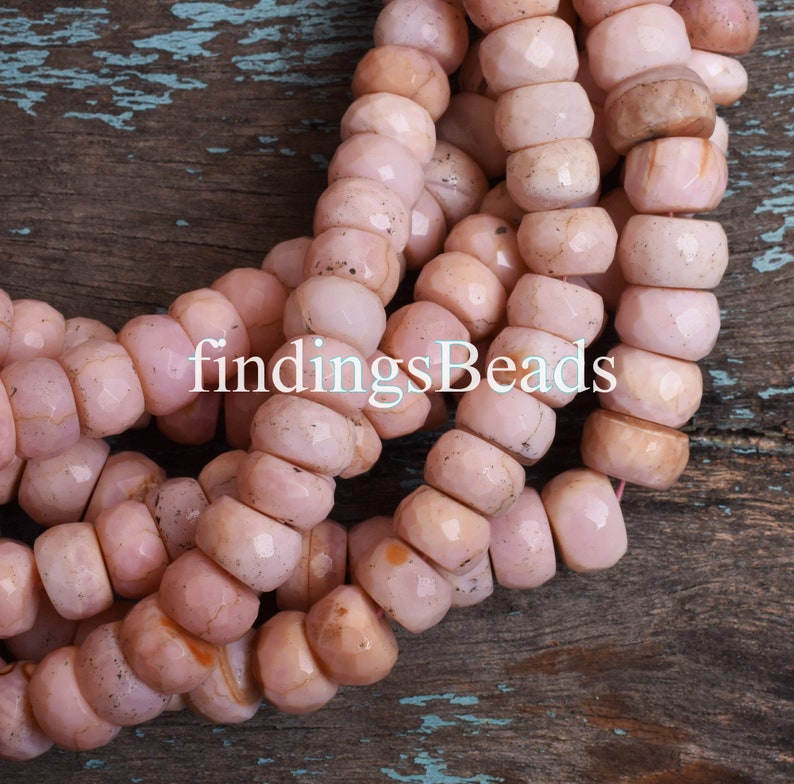 Faceted Beads Pink Opal Faceted Rondelle Beads Rondelle Beads 9.5x10.5 mm Pink Opal Faceted Beads Opal Beads