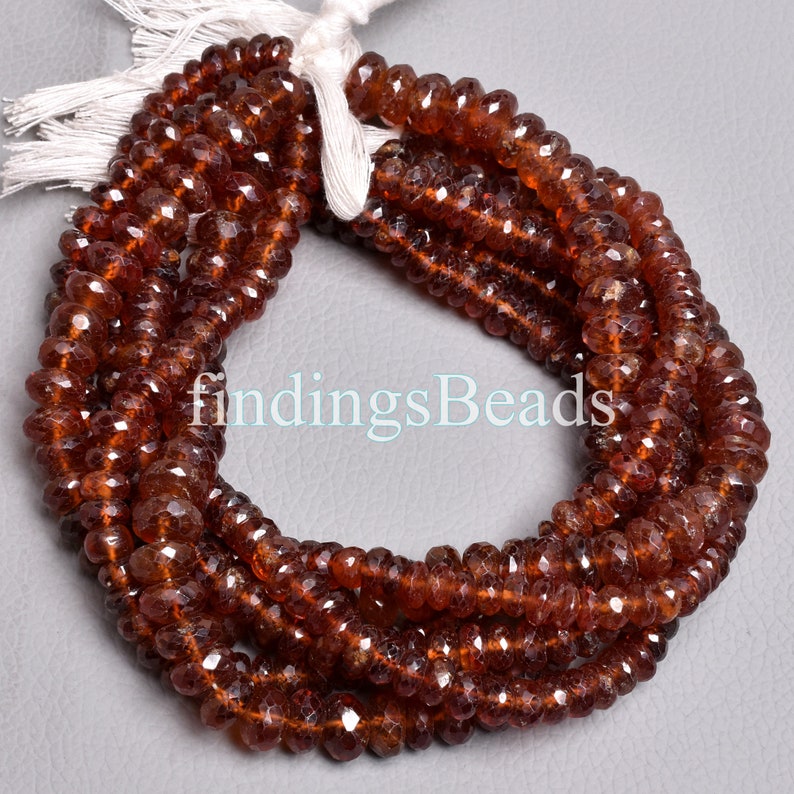Hessonite Rondelle Beads Hessonite Garnet Beads Hessonite Beads 6.5-7mm Hessonite Faceted Beads Best Quality Natural Hessonite Beads