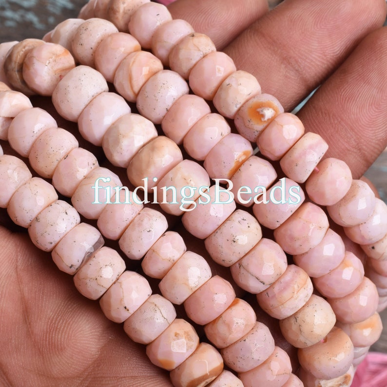 Faceted Beads Pink Opal Faceted Rondelle Beads Rondelle Beads 9.5x10.5 mm Pink Opal Faceted Beads Opal Beads