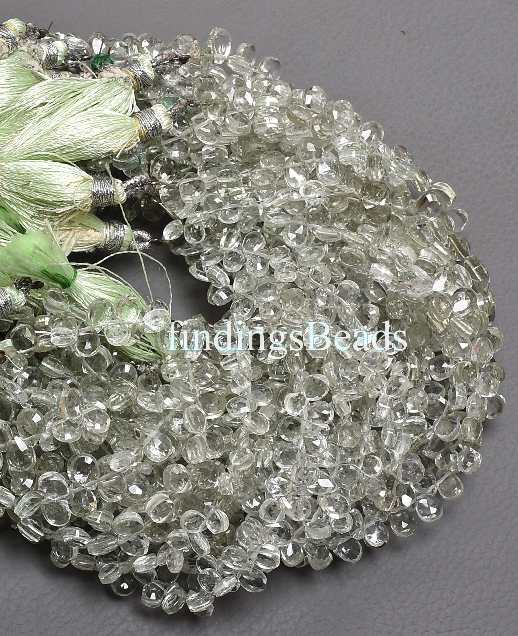 Natural Green Amethyst Pear Briolette Beads Green Amethyst Gemstone Beads Bulk Wholesale Gemstone Beads Prasiolite Beads 13 Strand