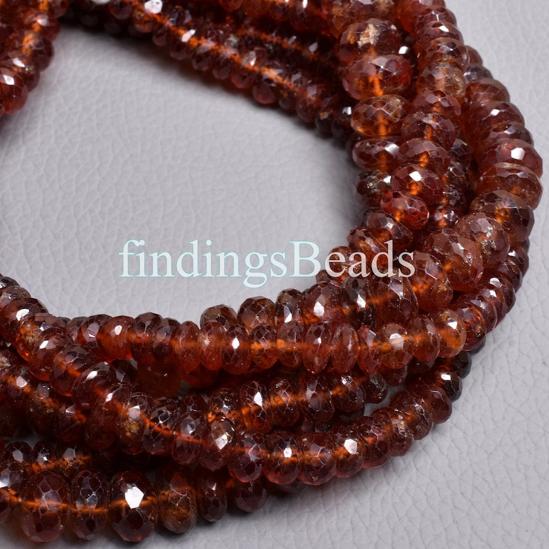 Hessonite Rondelle Beads Hessonite Garnet Beads Hessonite Beads 6.5-7mm Hessonite Faceted Beads Best Quality Natural Hessonite Beads