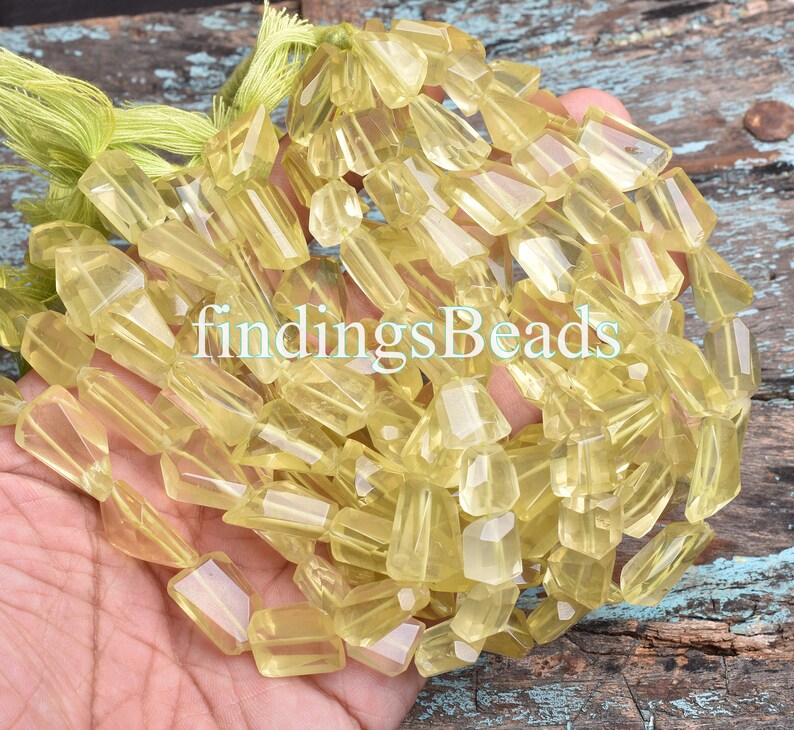 9 inch Strand Lemon Quartz Drill Nuggets Beads Lemon Quartz Beads Top Quality Natural Lemon Faceted Nuggets Beads Quartz Nuggets Beads