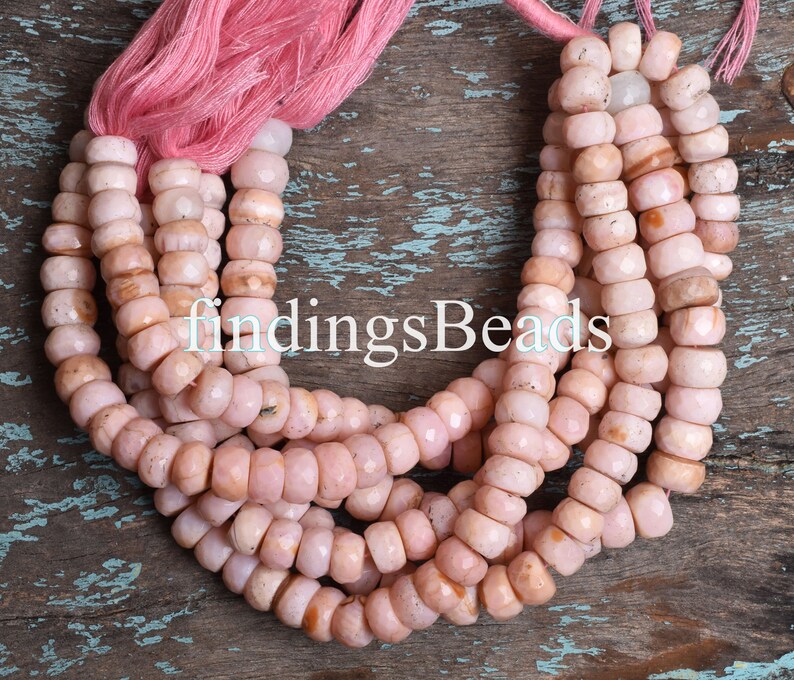 Faceted Beads Pink Opal Faceted Rondelle Beads Rondelle Beads 9.5x10.5 mm Pink Opal Faceted Beads Opal Beads