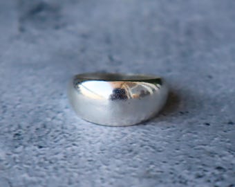 Sterling Silver Dome Signet Ring, Chunky Modern Unisex Band