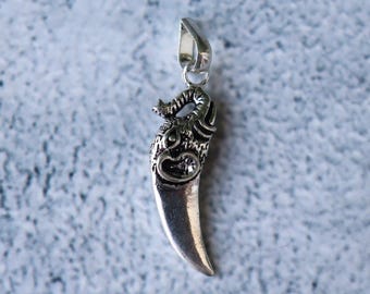 シルバー象牙ネックレス、象牙の歯ネックレス、925スターリング