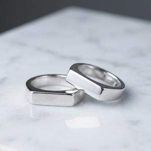 Handmade Sterling Silver Square Ring: Bold Geometric Signet