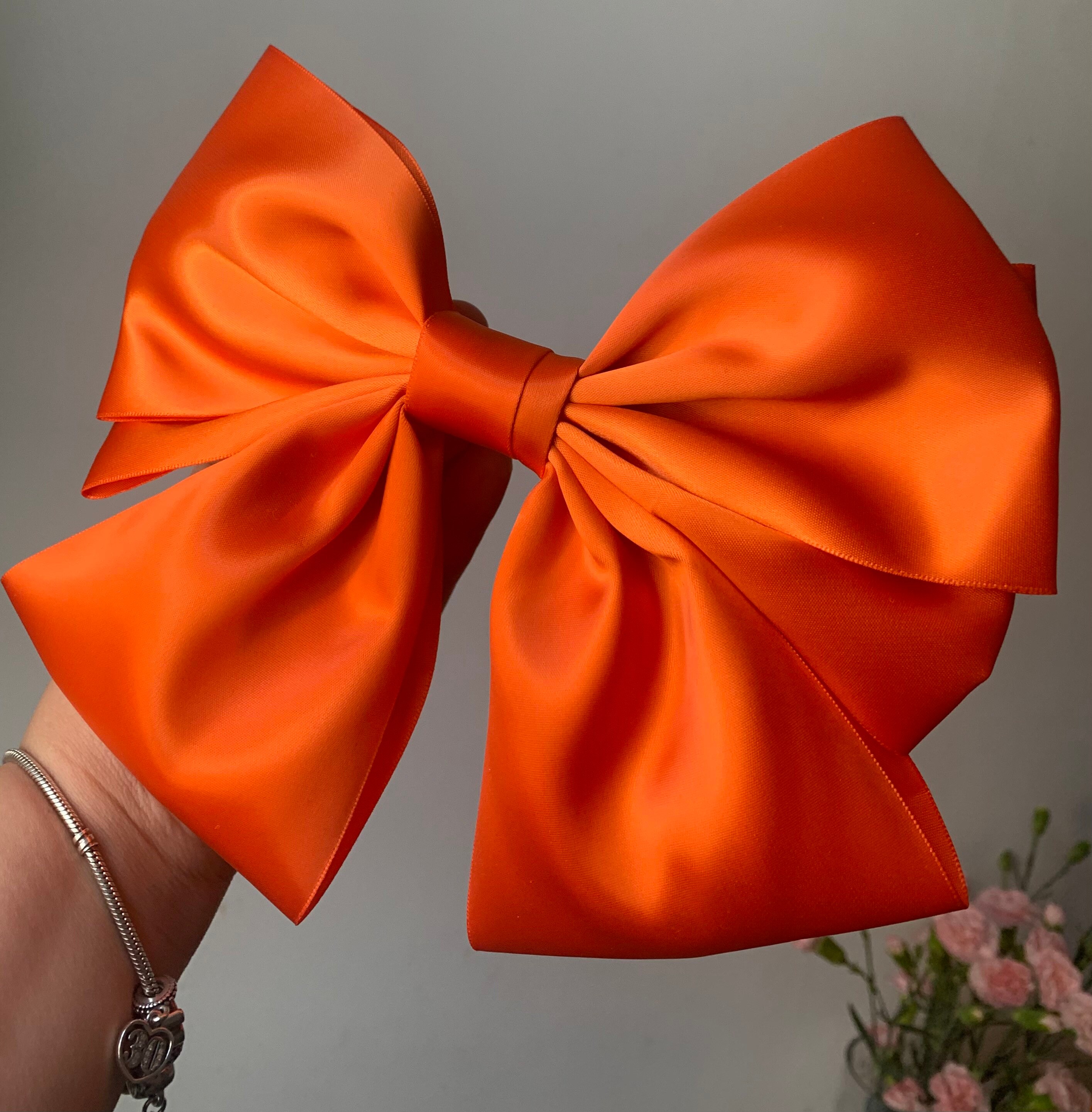 Orange Large Satin Bow Clip Oversized Bow Hair Bow Barrette - Etsy