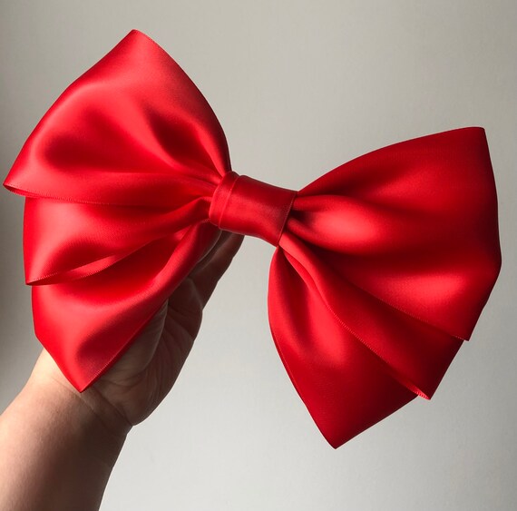 Red Satin Bow Barrette Hair Clip