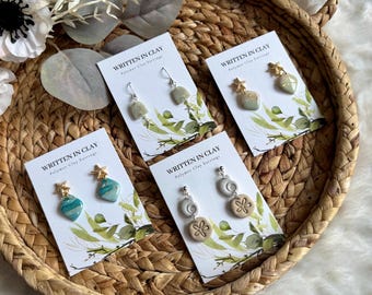 Ocean Themed Polymer Clay Earrings | Handmade | Resin Seashells | Hypoallergenic | Lightweight