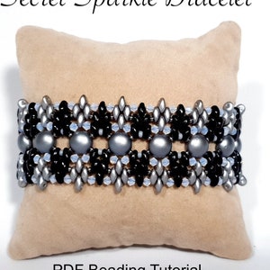 ENG Beaded Bracelet Tutorial, Pattern Secret Sparkle Bracelet PDF Instant Download Candy bead, Superduo, Bicone CalineBeadPatterns image 2