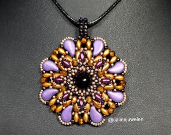 ENG Beaded Paloma Pendant Tutorial, Pattern - Beadweaving Tutorial - PDF Instant Download - Paisley duo, superduo - CalineBeadPatterns