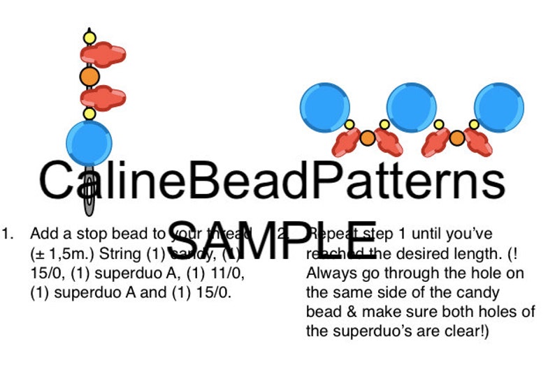 ENG Beaded Bracelet Tutorial, Pattern Secret Sparkle Bracelet PDF Instant Download Candy bead, Superduo, Bicone CalineBeadPatterns image 5