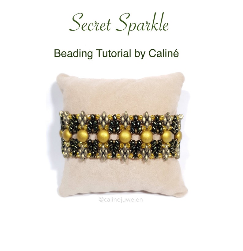 ENG Beaded Bracelet Tutorial, Pattern Secret Sparkle Bracelet PDF Instant Download Candy bead, Superduo, Bicone CalineBeadPatterns image 1