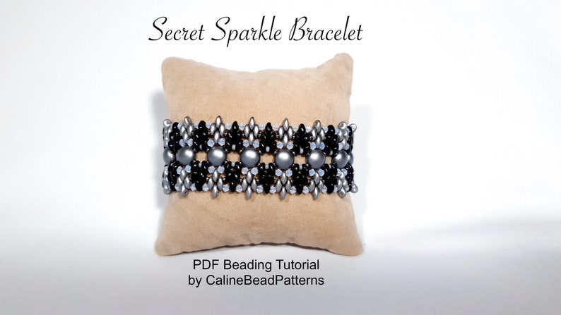ENG Beaded Bracelet Tutorial, Pattern Secret Sparkle Bracelet PDF Instant Download Candy bead, Superduo, Bicone CalineBeadPatterns image 2