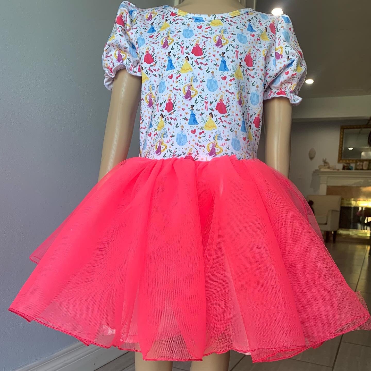 Disney Princesses Print Top Tutu/disney Princess Birthday Dress / Pink ...