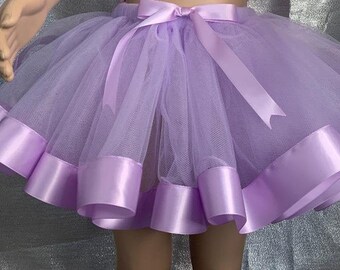 Purple Tutu , Lavender tutu with Satin Ribbon finish/ Lavender Tutu / Lavender tutu skirt