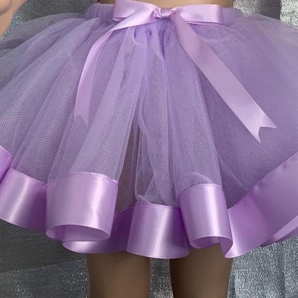 Purple Tutu , Lavender tutu with Satin Ribbon finish/ Lavender Tutu / Lavender tutu skirt