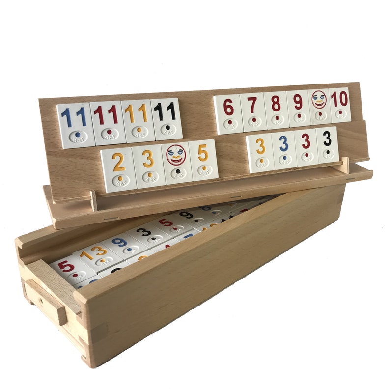 New Wooden Hand Crafted Rummikub Board Game Strategic Rummy Etsy