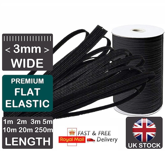 1 Rollo De Cordón Elástico Negro (90 M) - Elástico Plano De 3 Mm Para Costura, Manualidades, Ropa, Zapatos