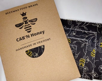 100% Natural Reusable Beeswax Food Wraps. (Set of 4 wraps)