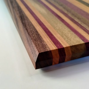 Handmade Hardwood Cutting Board, Made in Vermont, with walnut, purpleheart, cherry.