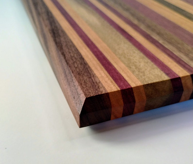 Handmade Hardwood Cutting Board, Made in Vermont, with walnut, purpleheart, cherry.