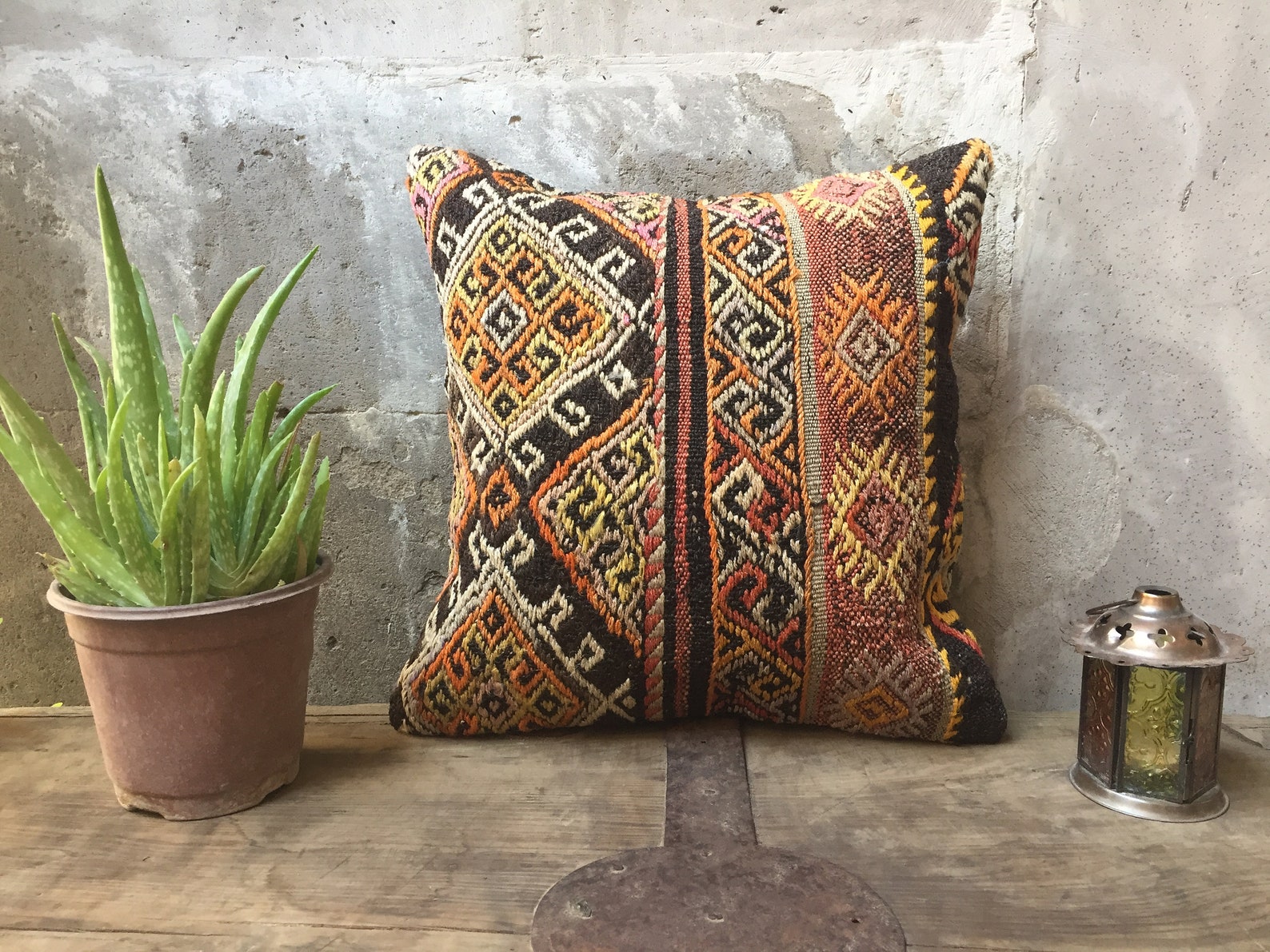 Oriental Kilim Pillow Throw Pillow Patterned Pillow 16x16 Etsy UK