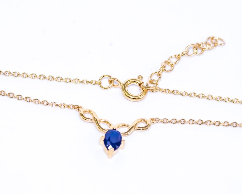 10k Yellow Gold Virgo Zodiac Charm Pendant – With Genuine Blue Sapphire September Birthstone, Personalized Astrology Jewelry - View #3