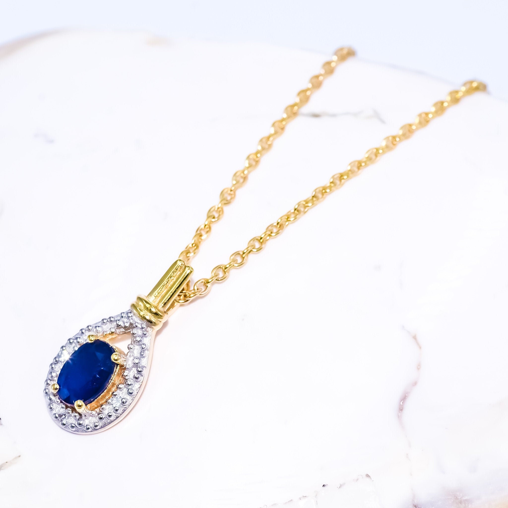 Dainty Sapphire and Diamonds Necklace