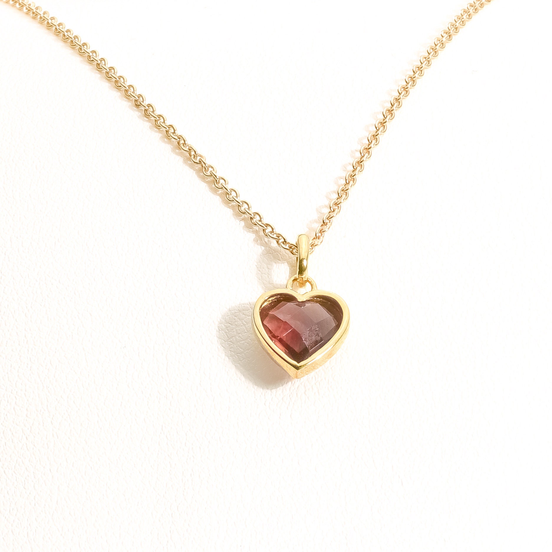 Unique Red Garnet Pendant Necklace 14K 