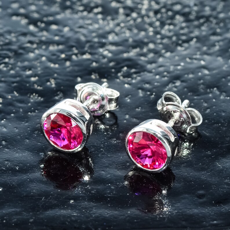 Red Ruby Earring 14K Gold/ Genuine Ruby Stud | Etsy