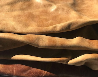 2 lbs Brown Cowhide Leather Scraps: Upholstery Remnants (2-4 oz)