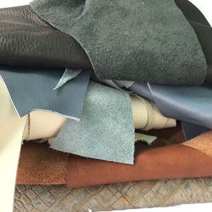 2 lbs. Cow Leather pieces for  Crafting - remnants of various sizes, shapes, and colors
