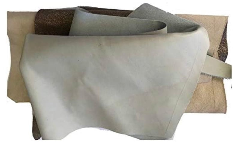 Natural Hide Pieces Genuine Leather Remnants Mixed Colors Various Sizes Shapes Soft Flexible Material Craft Supply Bulk Package Two Pounds Cow Leather Perfect For DIY Projects Bookbinding Wallet Making Handbags Book Covers Artisan Crafts