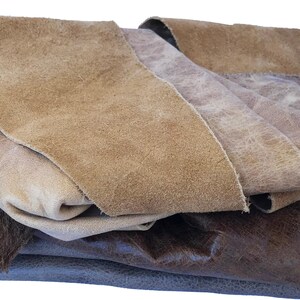 2 lbs. Brown Leather Scrap Genuine Cowhide Remnant Bundle Craft Material Supply Kit Diy Project Leather Piece Medium Thickness Hide Fragment image 6