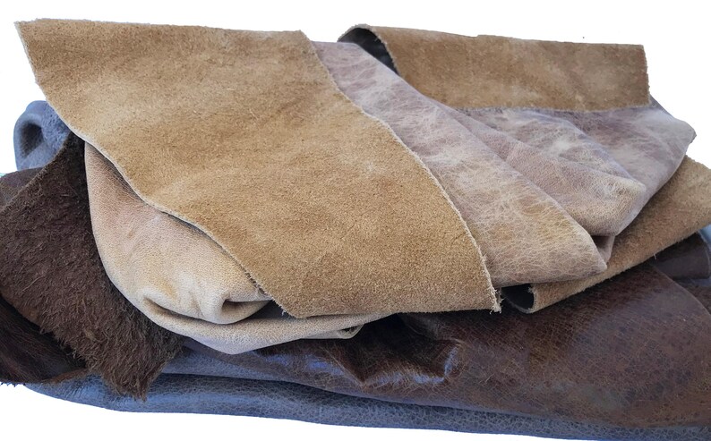 2 lbs. Brown Leather Scrap Genuine Cowhide Remnant Bundle Craft Material Supply Kit Diy Project Leather Piece Medium Thickness Hide Fragment image 6