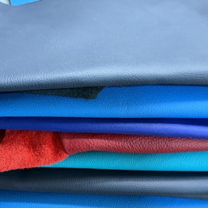 Large Leather Remnant Upholstery Material Craft Supply Premium Quality Cowhide Panel Genuine Leather Project Piece Blue Color Designer