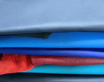 Large Leather Remnant Upholstery Material Craft Supply Premium Quality Cowhide Panel Genuine Leather Project Piece Blue Color Designer