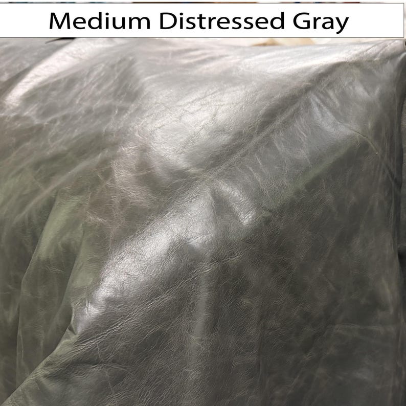 Full Grain Leather Hide Material for Upholstery Cow Hide for Crafting Genuine Leather Furniture Making Quality Cowhide Large Piece Natural distressed Gray
