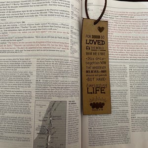 Leather Bible Bookmark Christian Gift Scripture John Verse Religious Reading Accessory Faith Inspiration Prayer Item Handcrafted Devotional