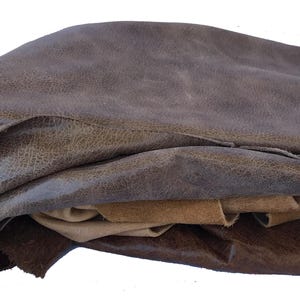 2 lbs. Brown Leather Scrap Genuine Cowhide Remnant Bundle Craft Material Supply Kit Diy Project Leather Piece Medium Thickness Hide Fragment image 7