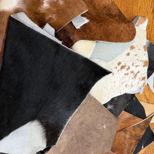 Cowhide Leather Scrap Piece Natural Hide Hair on Cow Skin Craft Material Genuine Fur Small Project Western Accent Rustic Patch Real Animal